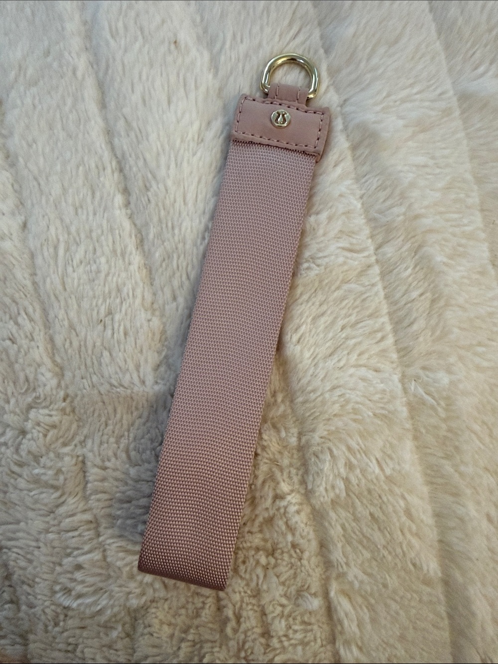 Lululemon Pink Wristlet Key Strap with Gold Hardware